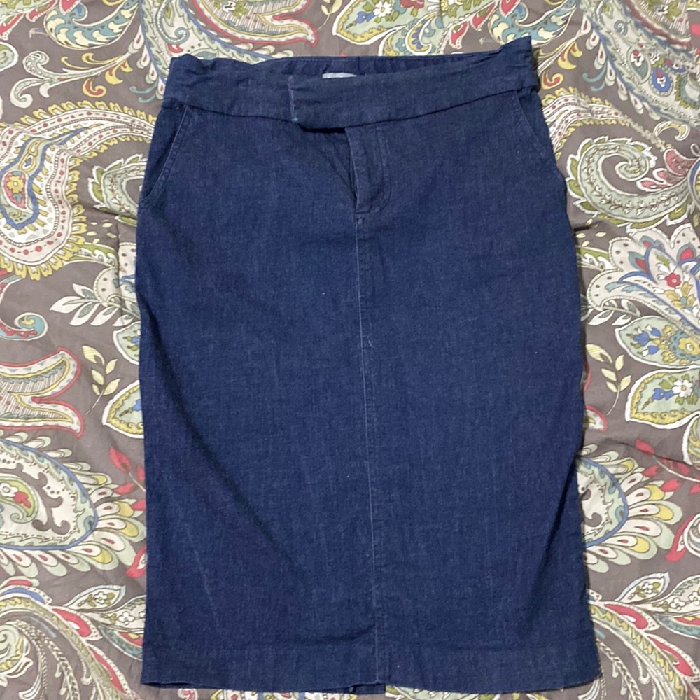 Long slim denim skirt